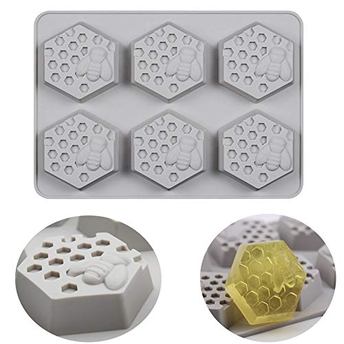 6 agujeros Panal Jabón Silicona Fondant Molde Bandeja de cubitos de hielo Miel de abeja Hecho a mano Creador de pasteles Decoración Galletas de chocolate Molde para hornear Sugarcraft