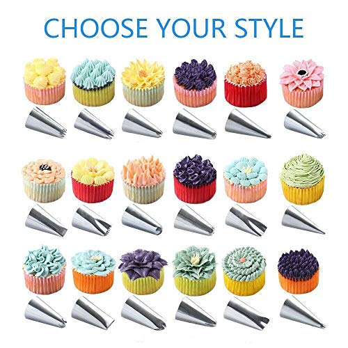 60-Piece Decoración de Pasteles kits insumos - bolsos los pasteles silicona formación hielo más suave tuberías Boquillas acoplador flor Nails levantador Cupcakes Galletas la hornada Herramientas