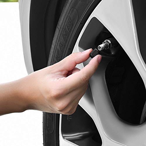 8 tapones de válvula para neumáticos, de plástico, para coche, con anillo de sellado para SUV, moto, camiones, bicicletas, color negro