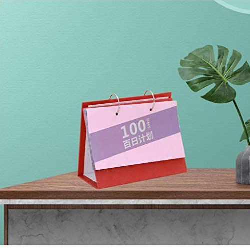 AAGOOD 100 días de Cuenta atrás Calendario de Escritorio Calendario de exámenes Horarios Formulario de Plan de Estudio Cien Día Sprint Calendario de Escritorio (Rojo) Accesorios -Papelería
