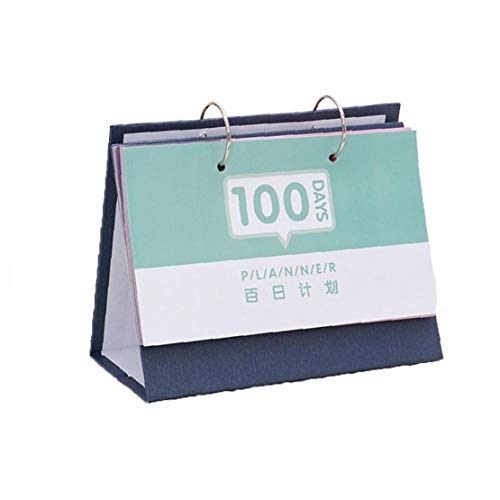 AAGOOD 100 días de Cuenta atrás Calendario de Escritorio Calendario de exámenes Horarios Formulario de Plan de Estudio Cien Día Sprint Calendario de Escritorio (Azul) Accesorios -Papelería