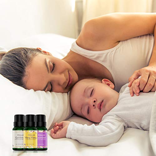 Aceites Esenciales Naturales ESSLUX Flores Aceites Esenciales Para Humidificador Difusor Top 6 Set 100% Natural Puro (rosa, ylang ylang, jazmín, gardenia, cerezo, té blanc)