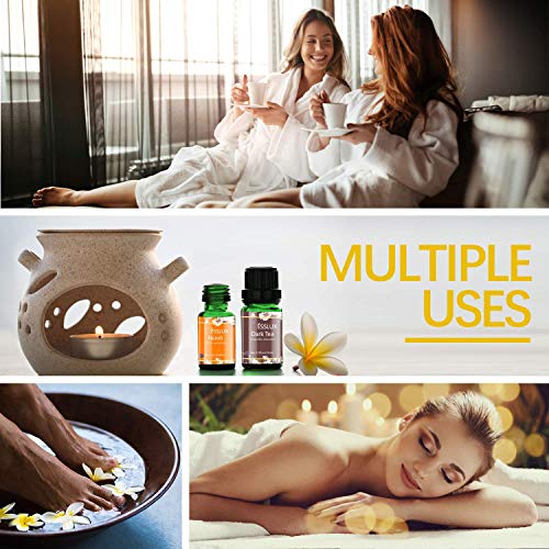 Aceites Esenciales Naturales, ESSLUX Flores Aceites Esenciales Para Humidificador Difusor Top 6 Set 100% Natural Puro(Neroli, Geranio, Rosa, Fresia, Té oscuro, Flor de ciruela)