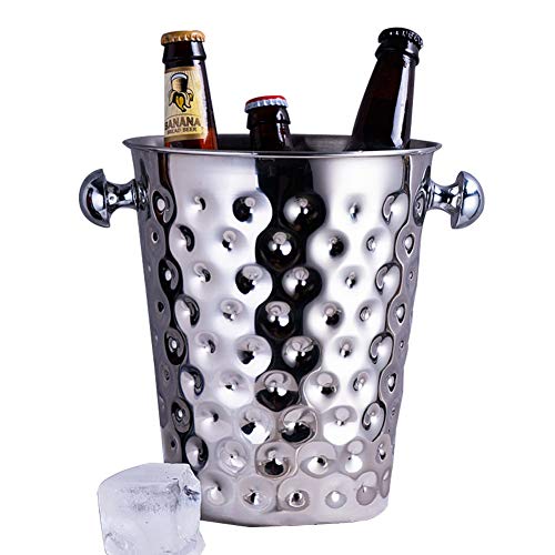 Acero inoxidable Cubeta de hielo, Alta capacidad  Champagne Bucket  Contenedor de hielo de la cerveza Enfriador de bebidas con   Encargarse de  Tenazas  para vino helado (Size : 5L)