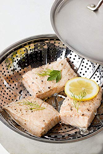 Acero Inoxidable Vegetal Vaporizador Comida Vaporizador de alimentos , Pescado y mariscos plegable Plegable Olla de presión cesta de inserción para olla instantánea (5.5 "se expande a 9.3")
