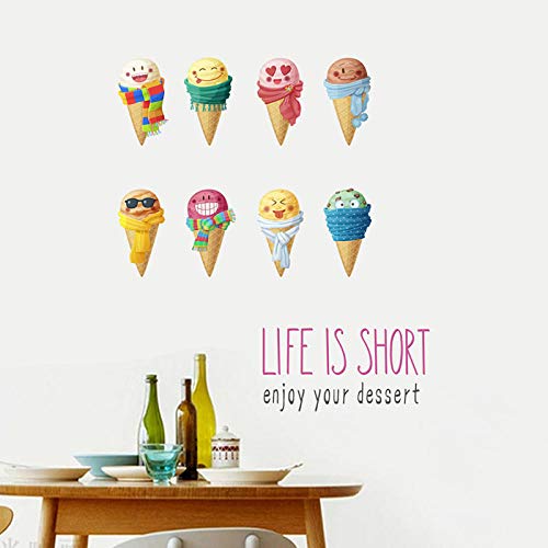 Adhesivo de pared 3D colorido de helado de verano para habitaciones de niños, cocinas, dormitorios, tiendas, decoración mural de PVC, póster de Cjzyy