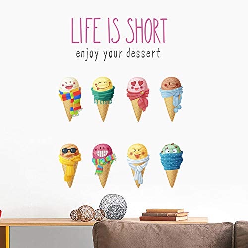 Adhesivo de pared 3D colorido de helado de verano para habitaciones de niños, cocinas, dormitorios, tiendas, decoración mural de PVC, póster de Cjzyy
