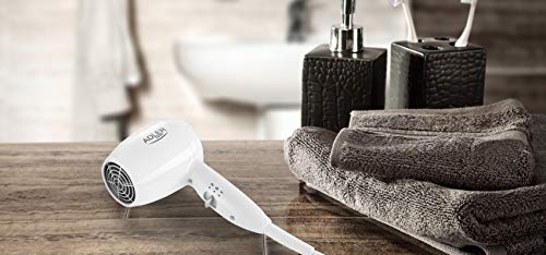 adler AD2252 Secador de Pelo Industrial para Hoteles y Piscinas, 1600W, Apagado automático, Montaje en Pared, 1600 W, Polímero, Blanco