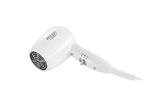 adler AD2252 Secador de Pelo Industrial para Hoteles y Piscinas, 1600W, Apagado automático, Montaje en Pared, 1600 W, Polímero, Blanco