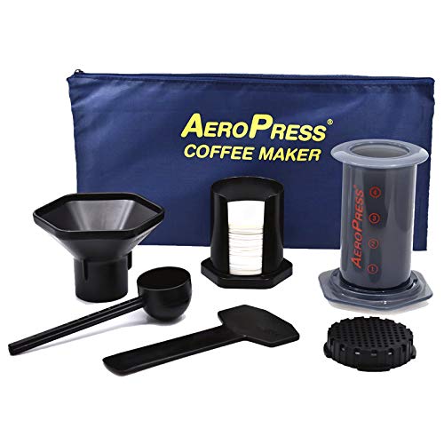 Aerobie AeroPress - Cafetera a presión para cafés y expresos (Incluye Bolsa de Nylon con Cremallera), Color Negro