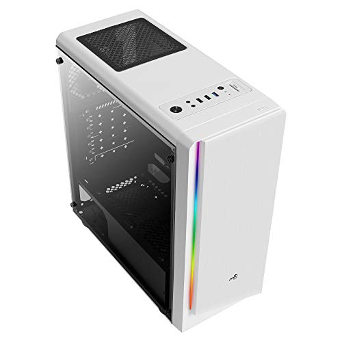 Aerocool Rift, caja PC ATX blanca, RGB 13 modos, panel lateral, ventilador 12cm