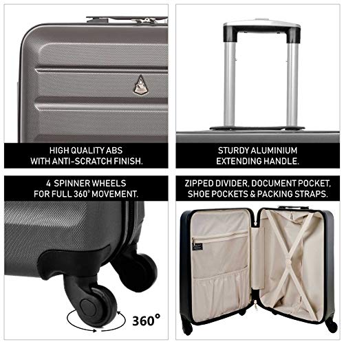 Aerolite - Maleta de Cabina con 4 Ruedas, Ligera, rígida (46 litros, 56 x 45 x 25 cm), para Easyjet, British Airways, Jet2