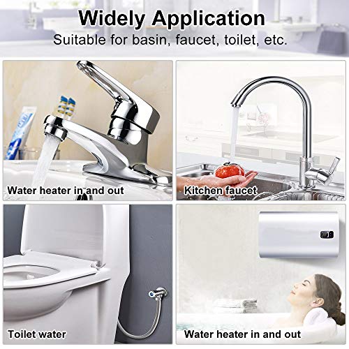 AFASOES 2 Pcs 1/2" Manguera Ducha 500mm Manguera de Acero Inoxidable Manguera Bidet Tubo Flexible para Ducha Universal Manguera Fregadero Cocina Manguera Flexible para Ducha Grifo Fregadero Bidet