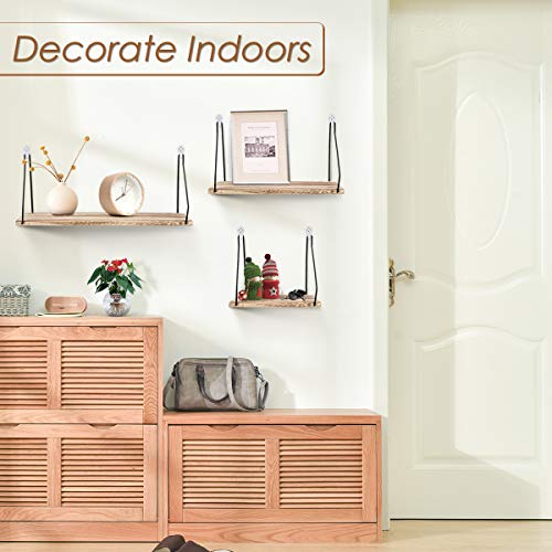 AGSIVO 3pcs Estantería de Pared, Estantería Colgante, Baldas Flotantes en Madera Decoración de Pared para Cocina/Baño/Dormitorio/Sala de Estar (Color Madera)