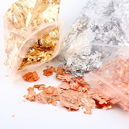 AIEX 3 Paquetes De Copos Dorados De Pan De Oro Copos De Lámina Metálica Dorada De Imitación Para Arte De Uñas, Manualidades, Arte De Resina