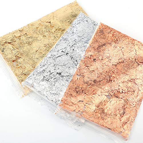 AIEX 3 Paquetes De Copos Dorados De Pan De Oro Copos De Lámina Metálica Dorada De Imitación Para Arte De Uñas, Manualidades, Arte De Resina