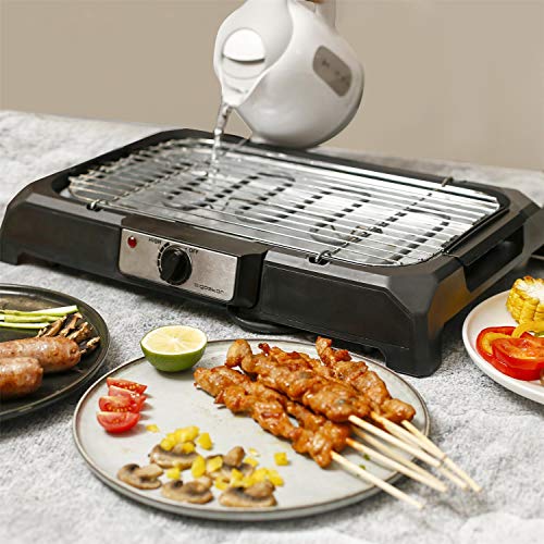 Aigostar Lava 31LDQ– Barbacoa eléctrica, Grill, 2000W, bandeja recoge grasa, uso con agua: evita los humos, uso en interiores, termostato, superficie antiadherente, apta para lavavajillas.