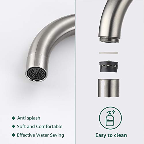 AiHom Grifo de Cocina Fregadero 360° Giratorio Grifo Cepillado Grifo Monomando 304 Acero Inoxidable Agua Fria y Caliente Disponible Diseño Clásico