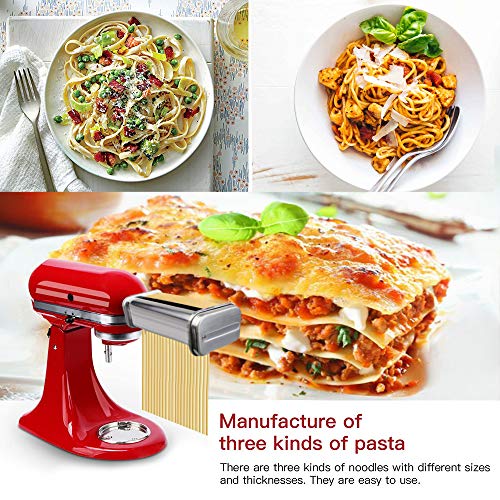 aikeec Rodillo de Pasta y Cortador de Accesorios 3 En 1 Para Batidoras KitchenAid Accesorios,Pasta Maker, Maquina para Pasta