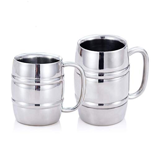 Aislado Cerveza Taza - Mantiene Cerveza Hielo Frío Doble Pared Acero Inoxidable Aislado Vino Vaso Timbales con Mango, Café y Té Bebida Taza Viaje Acampada Uso - Como Imagen Show, 430ml