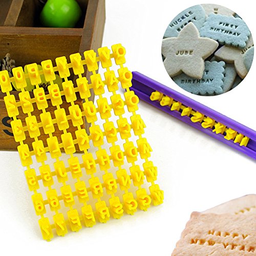 Aixin 72 moldes cortadores de Letras y números de Alfabeto para Galletas y Galletas, con Sello en Relieve, para Hacer Cualquier Mensaje.