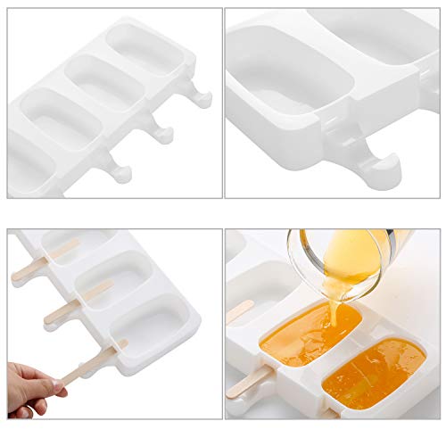 AIXMEET Moldes de Helado, 8 Pack Juego de Moldes para Polos, de Grado Alimenticio, sin BPA, para Niños, Adultos, Postre, Chocolate, Bricolaje(con 100 unids Palos de Madera)