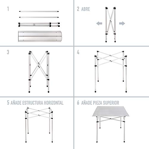 Aktive 52840 - Mesa camping plegable de aluminio 70x70x70 cm
