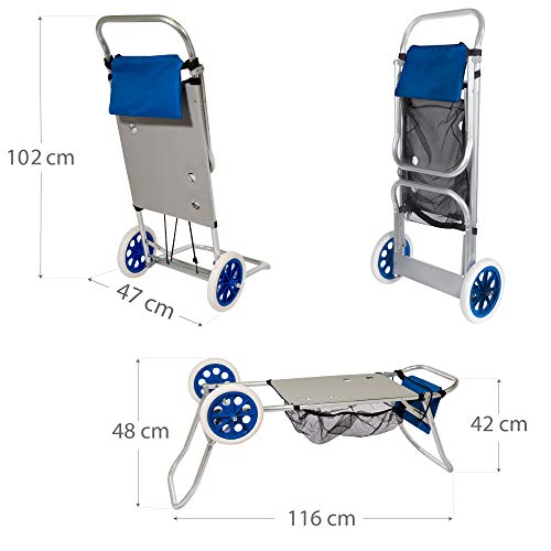 Aktive 53928 Carro portasillas playa aluminio Beach, 52 x 37 x 105 cm