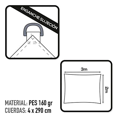 Aktive Garden 53916 - Toldo Vela para Exterior Blanco 200 x 300 cm