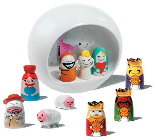 Alessi AMGI10SET1 Figuras de Diseño de los Reyes Magos en Porcelana Decoradas a Mano, 3 Piezas