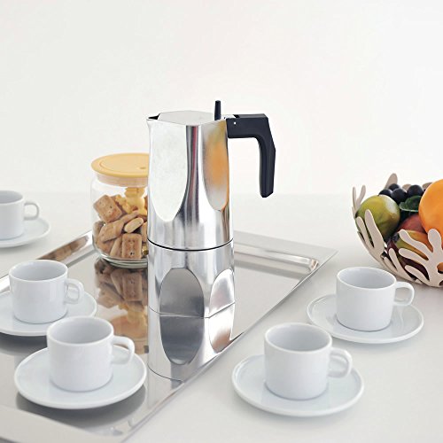 Alessi Ossidiana MT18/6 - Cafetera para Café Exprés de Diseño en Aluminio Fundido, 6 Tazas