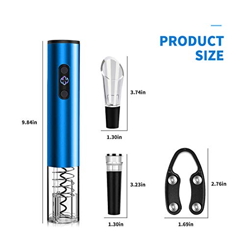 ALIKEY Sacacorchos Eléctrico nalámbrico profesional Caja de regalo recargable automática Kit de caja de vino regalo accesorios de vinoabre-botellas-Azul