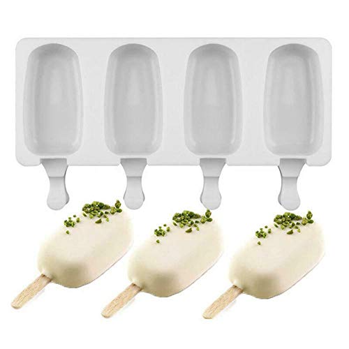 Alivier Moldes para Helados de Silicona Molde para paletas de Hielo Bandeja para moldes para Helados + 10pcs Palos de Madera