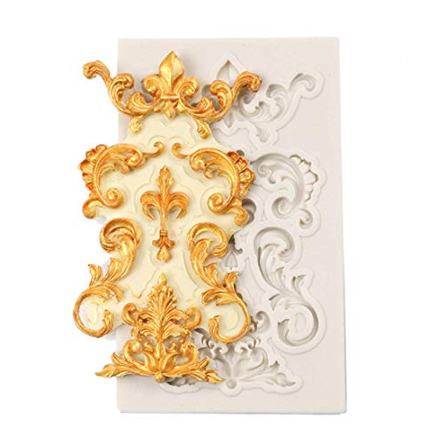 Alivio Barroco Vintage Silicona Fondant Molde Encaje Flor Frontera Decoración de la torta Decoración de la magdalena Pasta de hielo Molde para hornear Chocolate Sugarcraft DIY Juego de 5