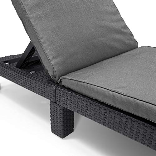 Allibert Daytona SL Tumbona, Gris Grafito/Gris (Poly Cotton Cushion), 195 x 65 x 22 cm