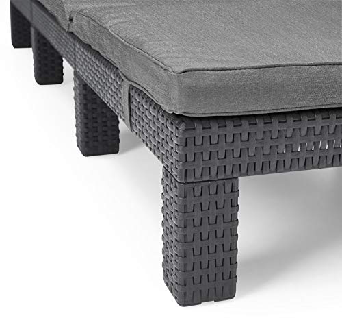 Allibert Daytona SL Tumbona, Gris Grafito/Gris (Poly Cotton Cushion), 195 x 65 x 22 cm