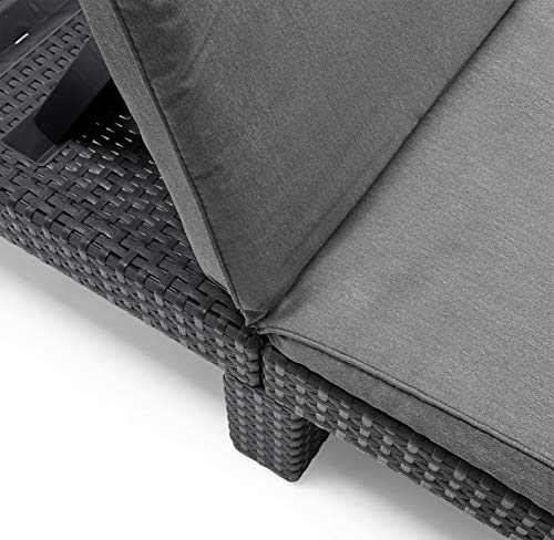 Allibert Daytona SL Tumbona, Gris Grafito/Gris (Poly Cotton Cushion), 195 x 65 x 22 cm