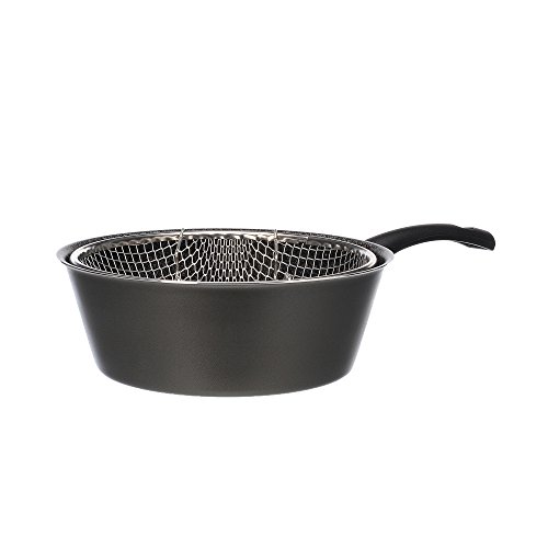 Alluflon Tradizione Italia Freidora con cesta, aluminio, negro, 24 cm