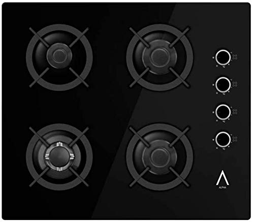Alpha Encimera de Gas URANO C Cristal Negro 4 Fuegos