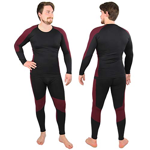 ALPIDEX Set de Ropa Térmica para Hombre, Ropa Interior para esquí - Transpirable, cálida y de Secado rápido, Tamaño:l/XL, Color:Negro-Rojo