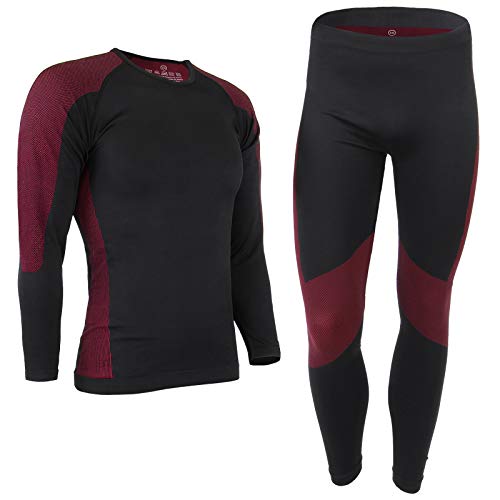 ALPIDEX Set de Ropa Térmica para Hombre, Ropa Interior para esquí - Transpirable, cálida y de Secado rápido, Tamaño:l/XL, Color:Negro-Rojo