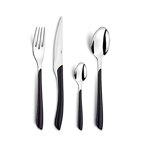 Amefa ECLAT Cubertería 24 Piezas, Acero Inoxidable, Negro
