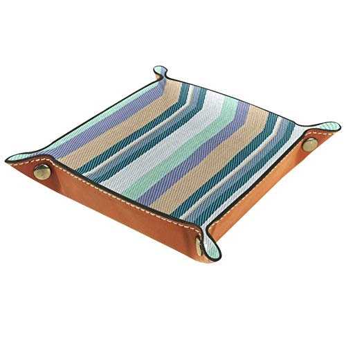 Amili - Bandeja de almacenamiento de dados de piel sintética con diseño de rayas, para llaves, cartera, viajes, diseño moderno