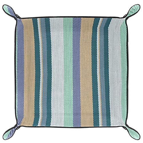 Amili - Bandeja de almacenamiento de dados de piel sintética con diseño de rayas, para llaves, cartera, viajes, diseño moderno