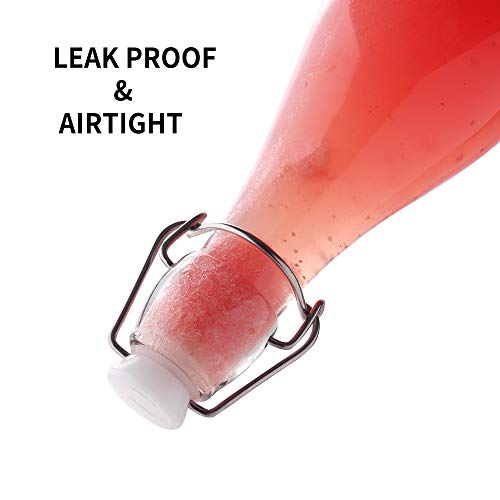 Amisglass Botes de Vidrio, Juego 6 Piezas de Jarra Vidrio con Tapa Abatible, Botellas Transparentes de Cristal Hermética para Bebidas, Aceite, Vinagre, Cerveza, Agua, Salsa de Condimentos - 600 ml