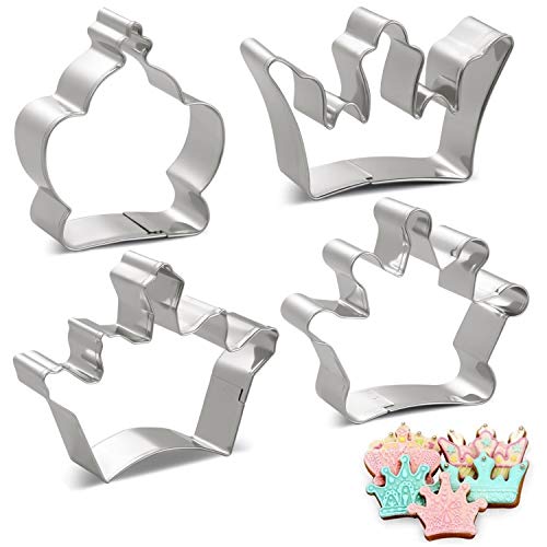 Amison - Juego de cortadores de galletas (4 piezas, corona de reina, corona de príncipe y corona de princesa)