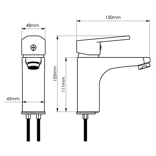 Amzdeal Grifo de lavabo, Grifo para baño con cartucho de cerámica y Neoperl aireador, Grifo monomando para lavabo, Agua Fría y Caliente disponible, Latón, Cromado