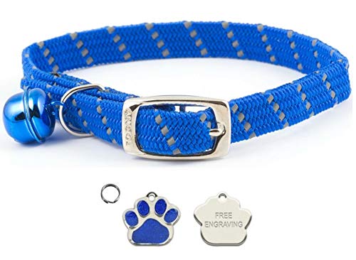 ANCOL - Collar elástico reflectante para gato con estampado de huellas y purpurina