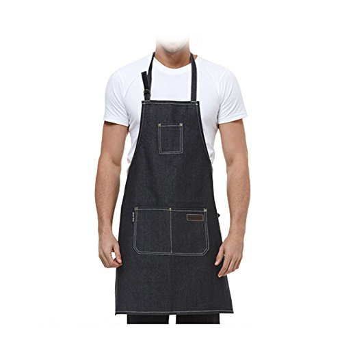 ANGTUO Delantal del Dril de algodn, Delantales sin Mangas Gruesos de la Personalidad Delantal del Cocinero del Servicio del Caf de los Uniformes de la Moda