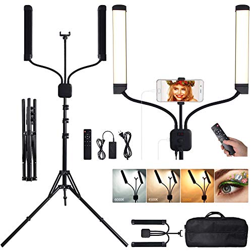 Anillo de luz Led Video Light Multimedia Extreme función Selfie Iluminación fotográfica 3000-5500K Teléfono Lámpara cámara Trípode Kit de luz LED Video Regulable,Maquillaje Video,Youtube, Retrato